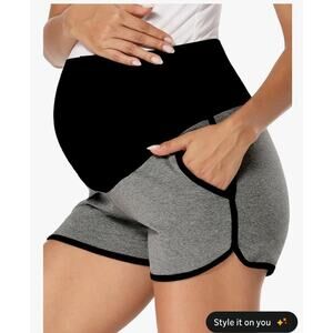 fitglam Women's Maternity Shorts Over Belly Pregnancy Shorts w/Pockets sz: M